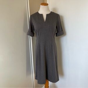 TAHARI Short Sleeve Gray V-neck Dress